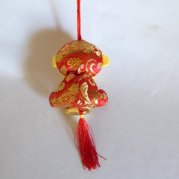 VINTAGE 12” CHINESE SATIN NEW YEAR YEAR OF THE MONKEY PLUSH ORNAMENT - Picture 6 of 10